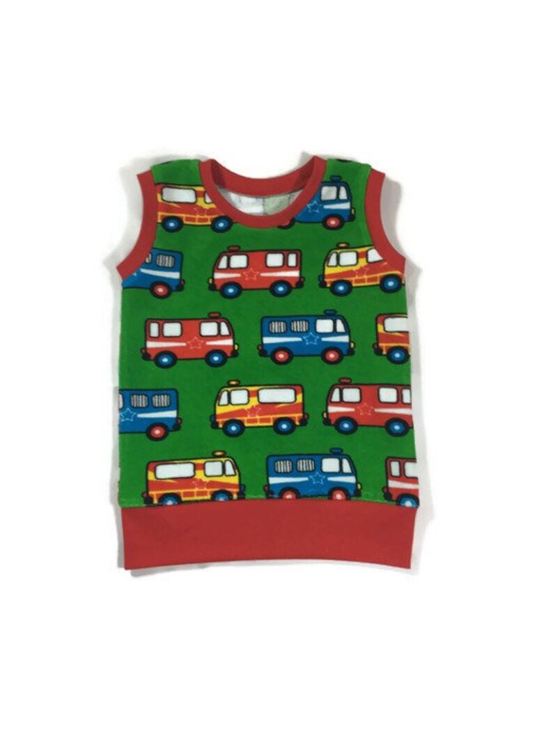 Organic baby vest, Emergency vehicles print, Toddler vest, Organic kids clothing, Organic pullover, Sweater, Unisex baby clothes, Kids vest image 6