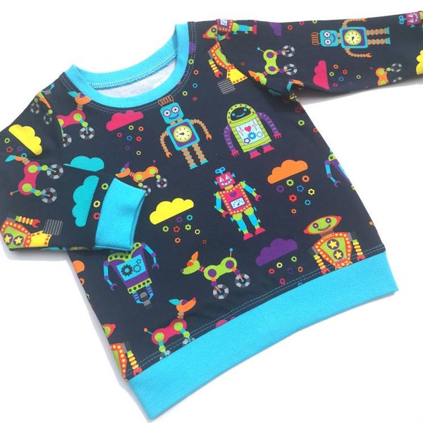 T-shirt en coton biologique-Chemise robot-Bébé et enfants-Sur mesure-Vêtements pour enfants unisexes