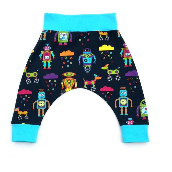 Organic baby harems, Rainbow robots, Baby leggings, Unisex baby clothes, Gender neutral clothing, Robot gift