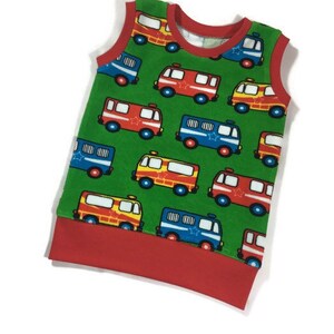 Organic baby vest, Emergency vehicles print, Toddler vest, Organic kids clothing, Organic pullover, Sweater, Unisex baby clothes, Kids vest image 2