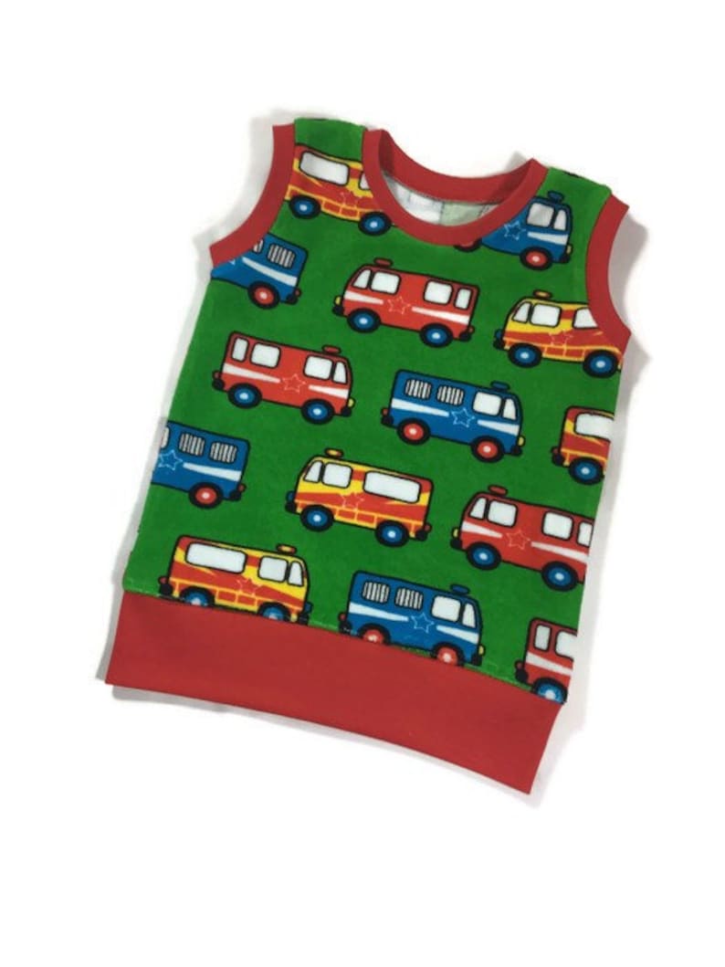 Organic baby vest, Emergency vehicles print, Toddler vest, Organic kids clothing, Organic pullover, Sweater, Unisex baby clothes, Kids vest image 2