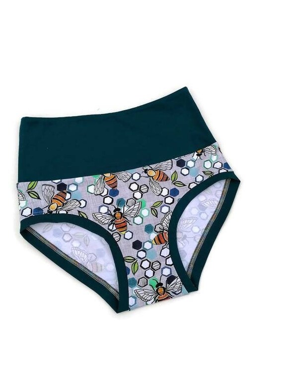 High Waist Organic Bee Underwear Colourful Briefs Made in the Etsy