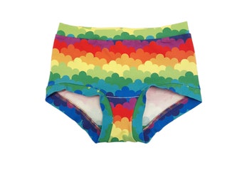 Organic cotton kids underwear,  Rainbow cloud undies, Kids boy leg briefs, Unisex kids knickers, Potty training, Colourful Kids underwear