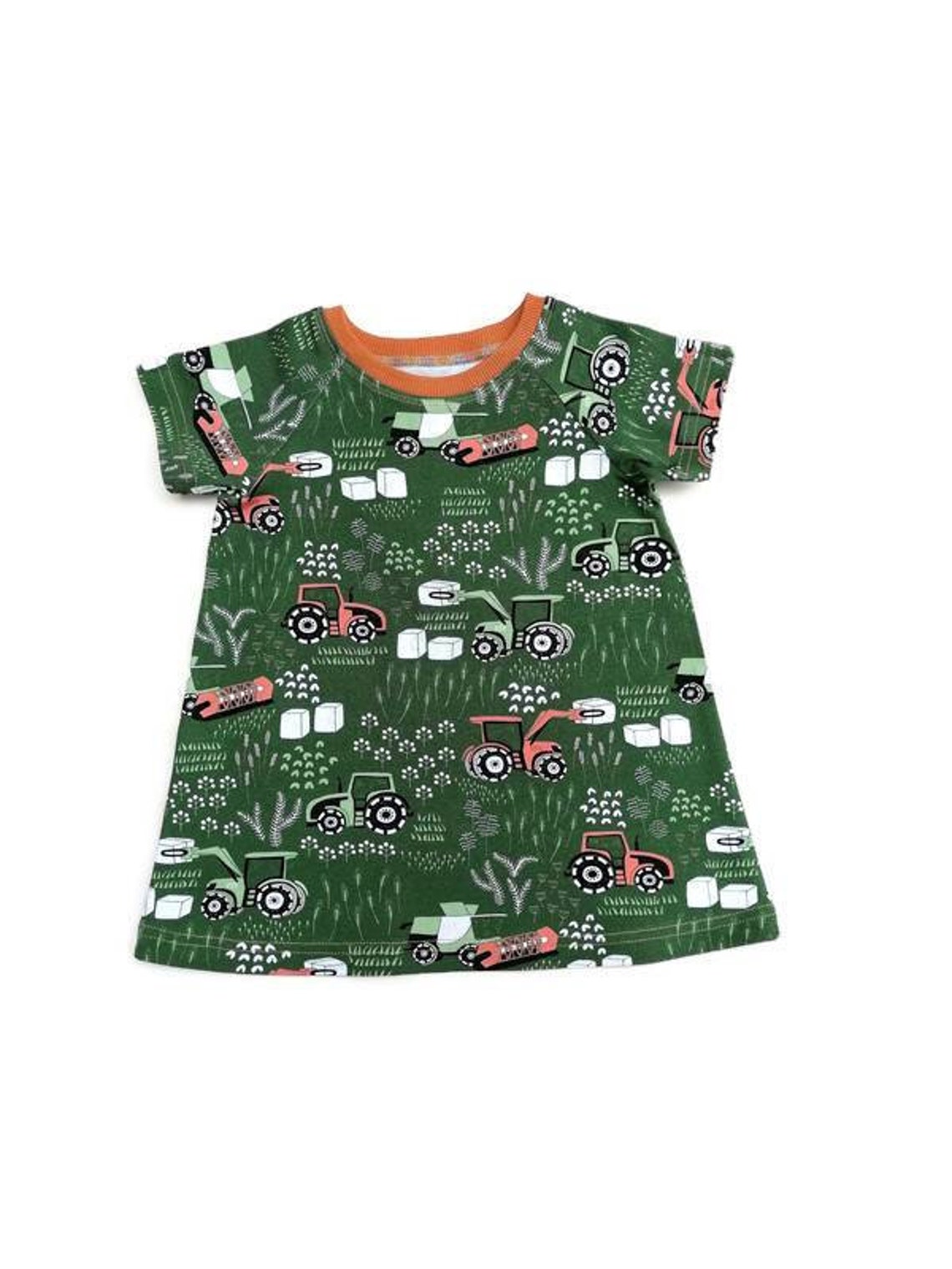 Organic kids dress Combine harvester and tractor print Etsy