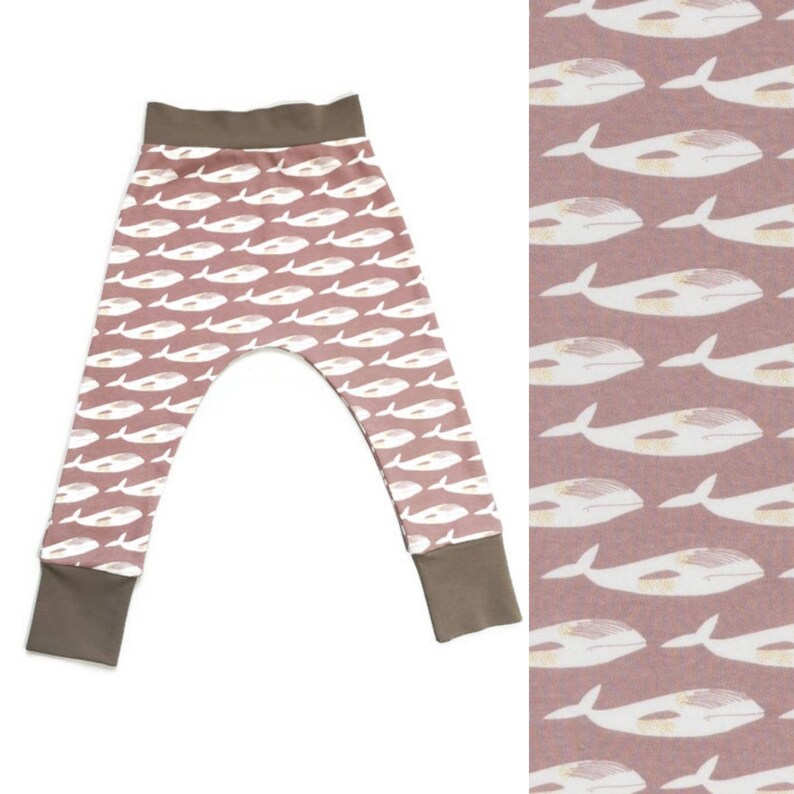 Baby harem pants-Organic cotton-Whales-Unisex baby clothes-Toddler leggings
