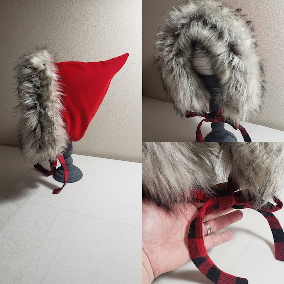 Pixie Pea Hat with Faux Fur, Flannel Lined, Adult, Youth, Toddler, Baby