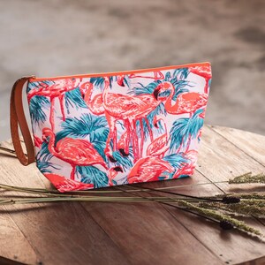 Flamingo Boho Clutch Tasche mit Kunstleder Kosmetiktasche Geldbörsen iPhone Brieftasche Reißverschluss Beutel Make-up Tasche Fall für Hippie Reise Hochzeitsgeschenk