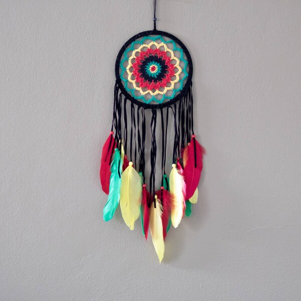 Dream Catcher Crochet Rasta Reggae couleur Mur suspendu Home Decor mariage décor petit Dreamcatcher désherbant décor hippie décor mur décor