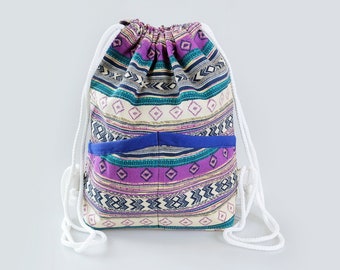 Drawstring backpack turnbeutel shoulder bag canvas bag tote running bag festival bag gym bag yoga bag hippie bag boho handbag bag gift