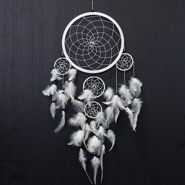 Weiße Traumfänger große Dreamcatcher Wandbehang Dekor Home Decor Kinderzimmer Dekor Boho Dekor Federn Hochzeit Party hängen dedekor