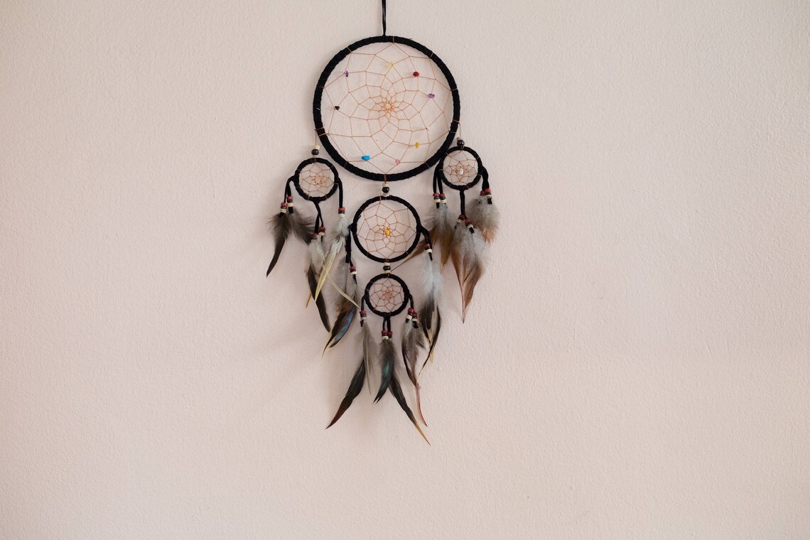 Dream Catcher Wall Hanging Black Color Home Decor Dreamcatcher Etsy