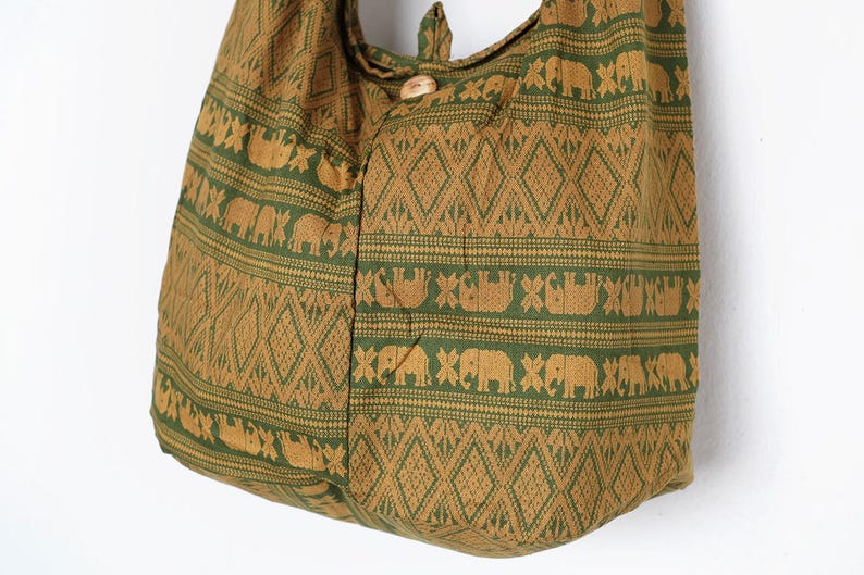 Thai Pattern with Elephant Sling Shoulder Bag CrossBody Bag