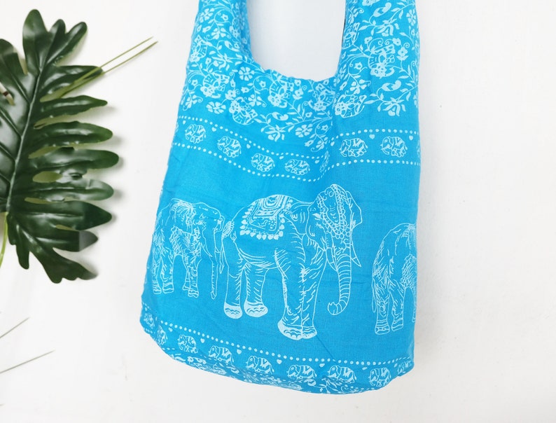 Thai Elephant Print Sling Boho Shoulder Bag Crossbody Bag Etsy