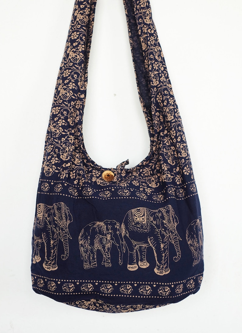 Thai Elephant Print Sling Boho Shoulder Bag Crossbody Bag | Etsy