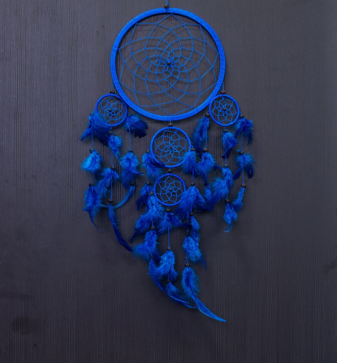 Blue Boho Inspired Big Dream Catcher Wall Hanging
