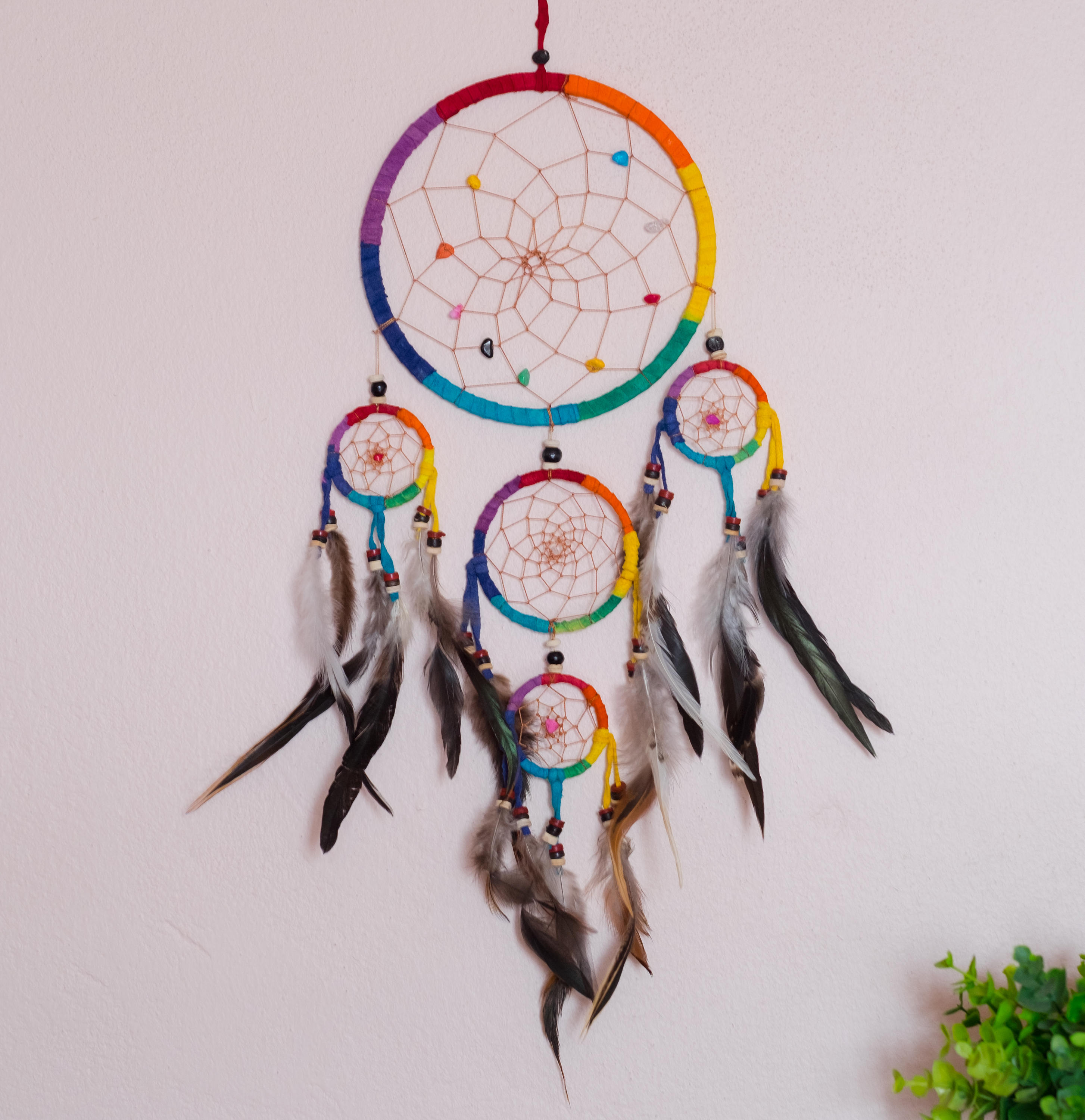 Dream Catcher Rainbow Dreamcatcher 5 Circles Wall Hanging Etsy