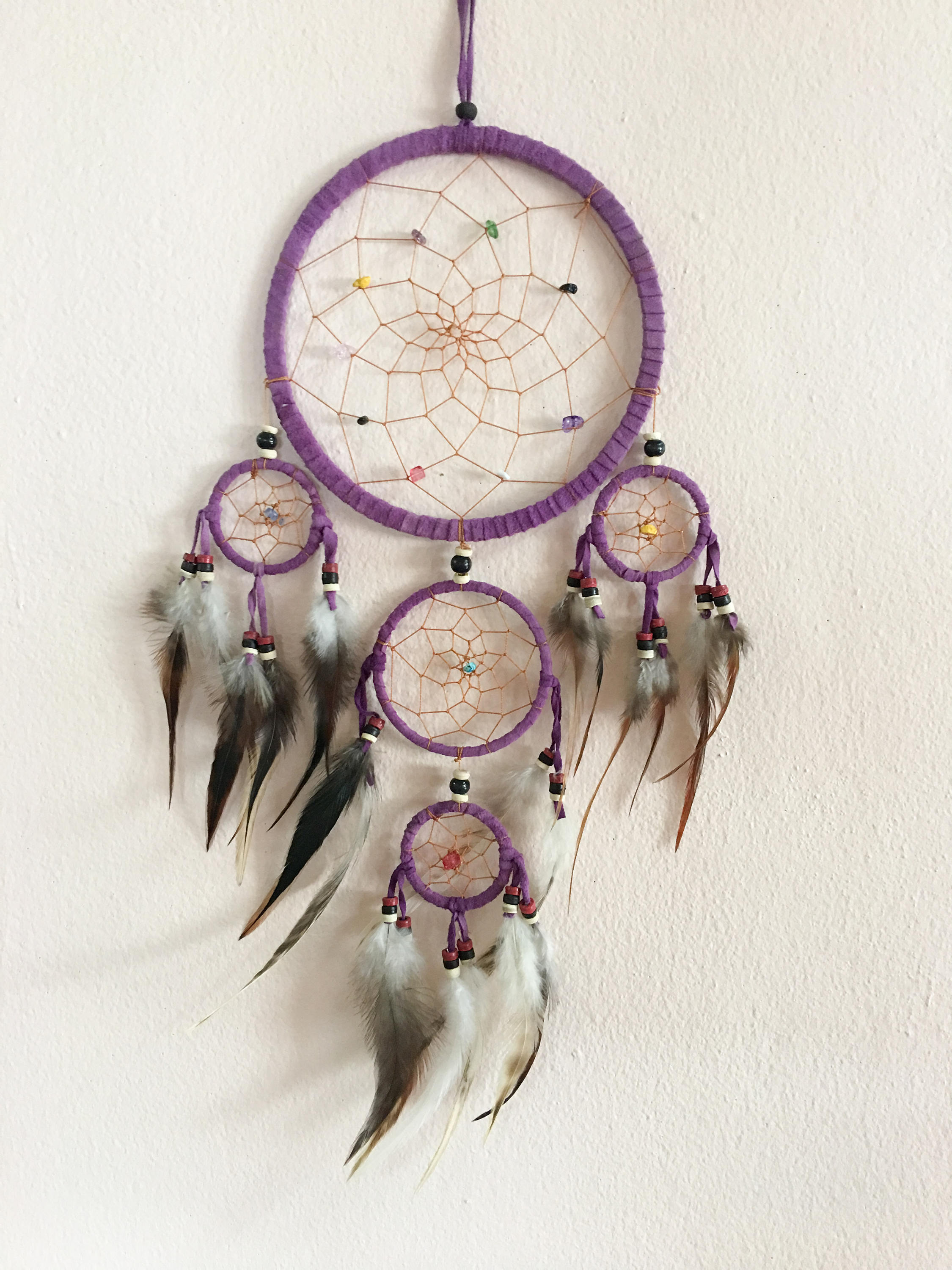 Dream Catcher Purple Color 5 Circle Wall Hanging Home Decor Etsy