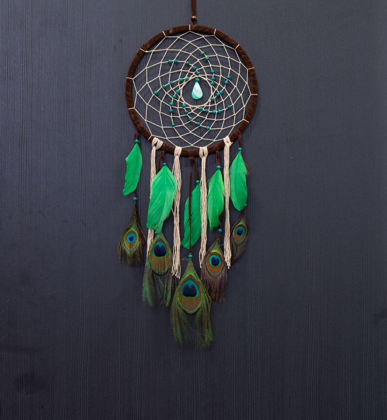 Dream Catcher Peacock Feather Wall Hanging Home Decor Ornament Etsy