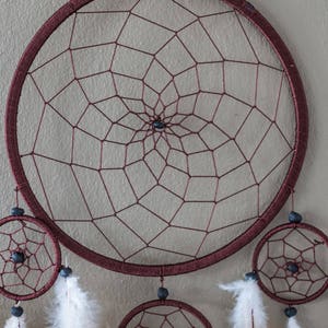 Dream Catcher Red Brown Large Dreamcatcher Wall Decor Wall Hanging Home Decor Wedding Decor Boho Decor bohemian Decor Feathers Gift for her image 4