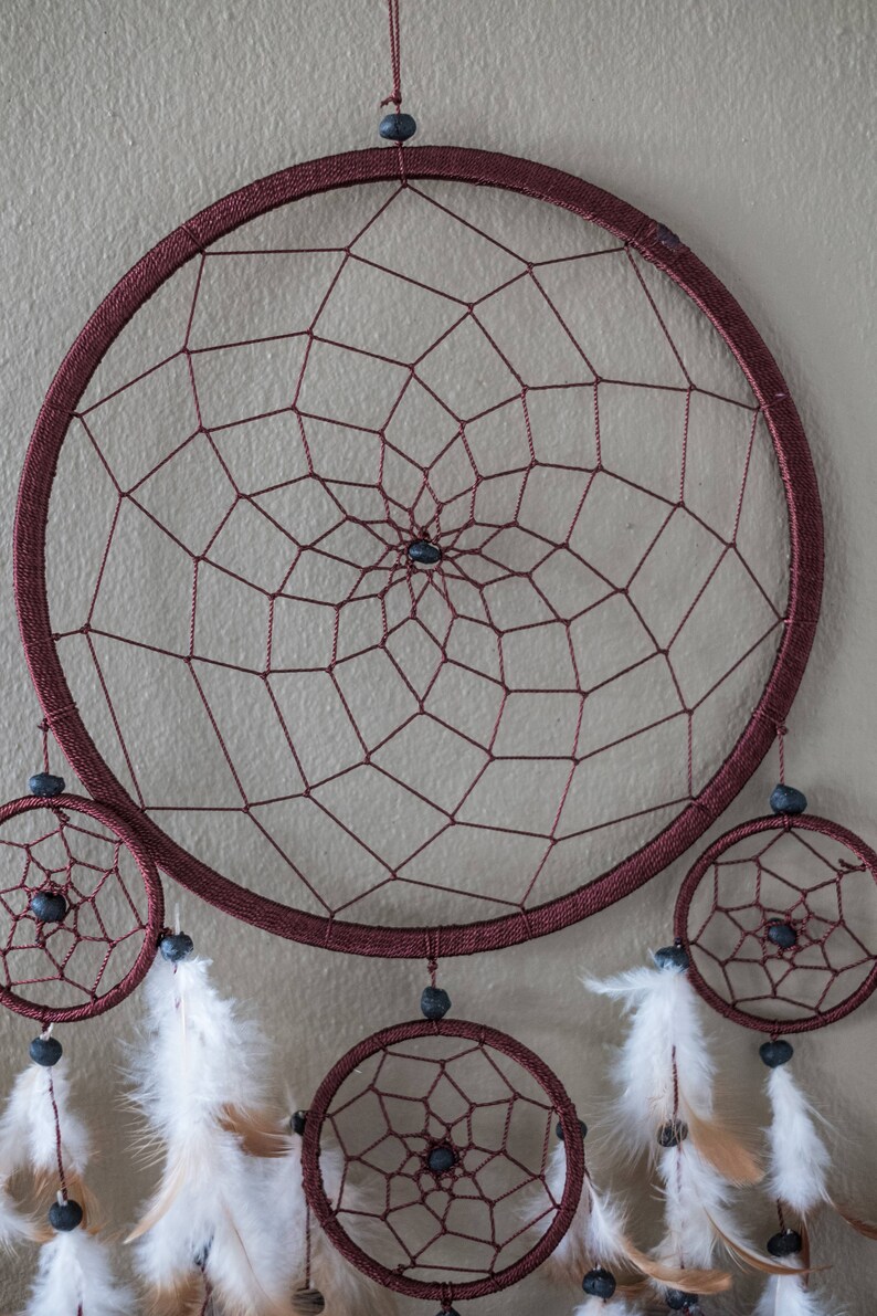 Dream Catcher Red Brown Large Dreamcatcher Wall Decor Wall Hanging Home Decor Wedding Decor Boho Decor bohemian Decor Feathers Gift for her image 4