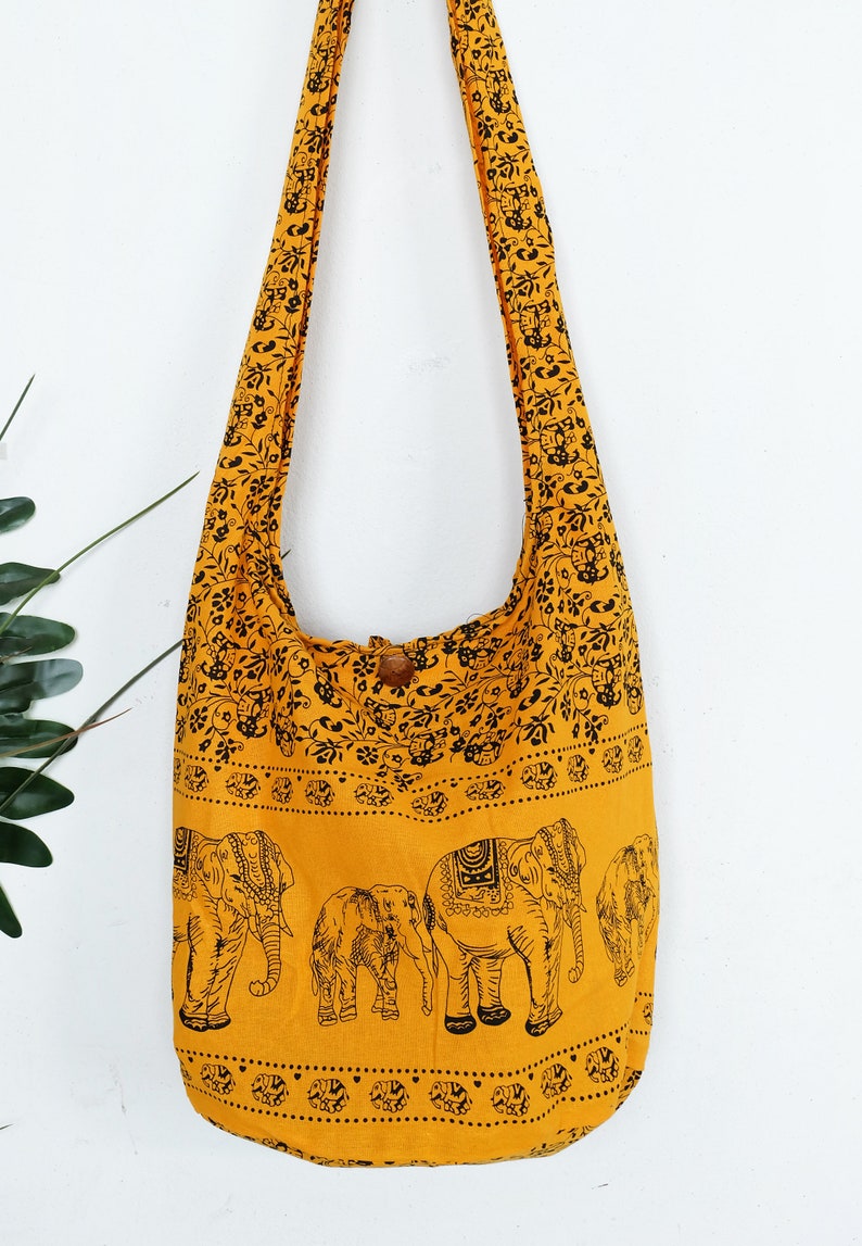 Thai Elephant Print Sling Boho Shoulder Bag Crossbody Bag Etsy