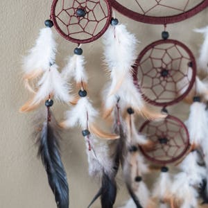 Dream Catcher Red Brown Large Dreamcatcher Wall Decor Wall Hanging Home Decor Wedding Decor Boho Decor bohemian Decor Feathers Gift for her image 6