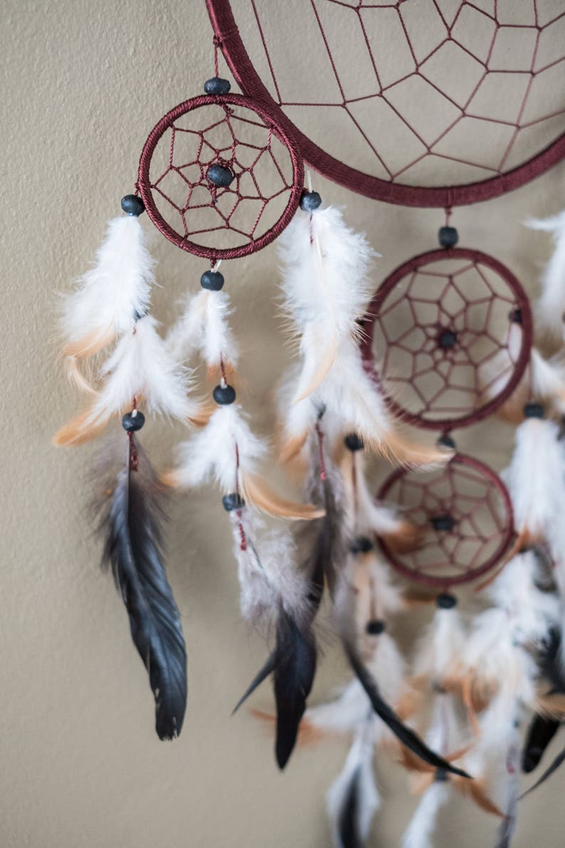 Dream Catcher Red Brown Large Dreamcatcher Wall Decor Wall Hanging Home Decor Wedding Decor Boho Decor bohemian Decor Feathers Gift for her image 6