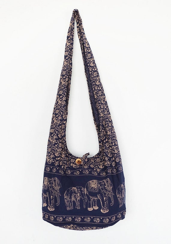 Navy Blue Elephant Bag Hippie Hobo Bag Sling Crossbody Bag 