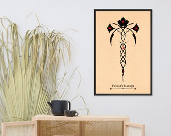 Framed Art Print Poster - Phedre's Marque from Kushiel's Legacy Vintage Book Tribal Thorny Rose Anguissette Tattoo Symbol