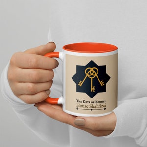 Mug with Color Inside Kushiel's Legacy House Shahrizai The Three Keys of the Archangel Kushiel Orange