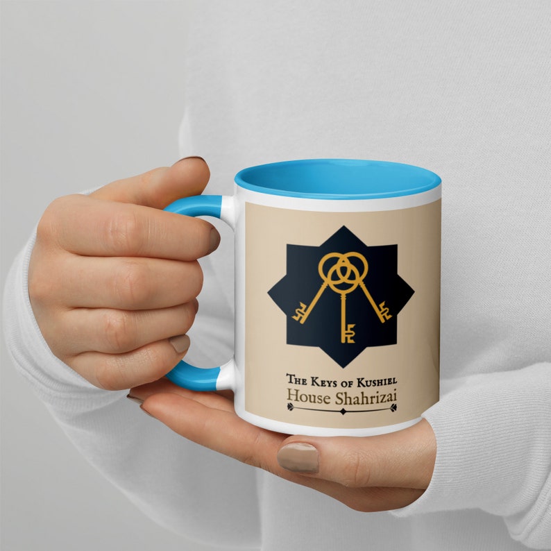 Mug with Color Inside Kushiel's Legacy House Shahrizai The Three Keys of the Archangel Kushiel Blue