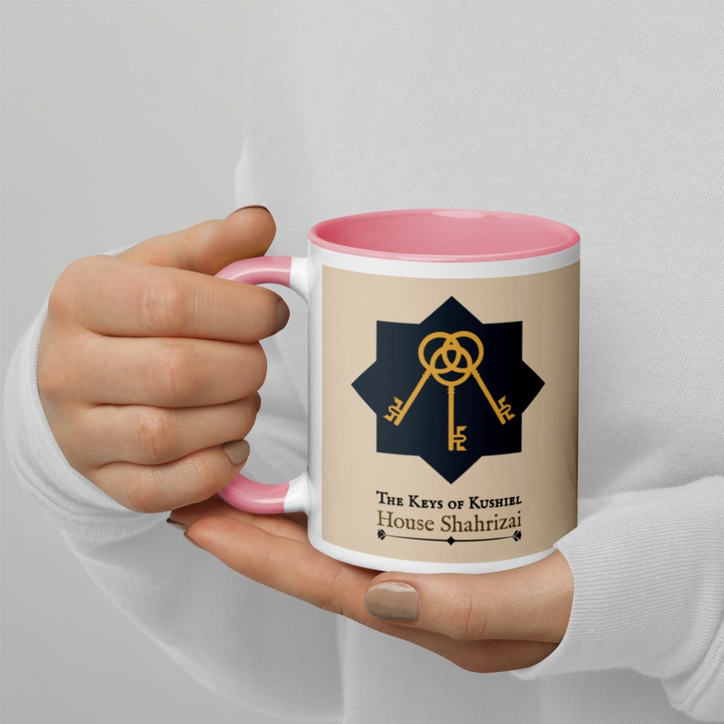 Mug with Color Inside Kushiel's Legacy House Shahrizai The Three Keys of the Archangel Kushiel Pink