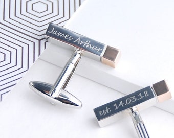 Personalised New Dad Bar Cufflinks -  Celebrate a New Arrival