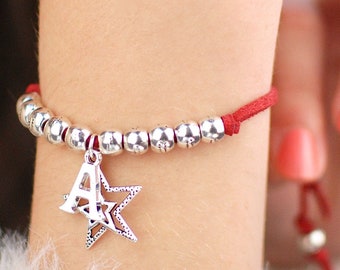 Personalised Glitter Star Suede Friendship Bracelet, Silver Star Charm and Initial Bracelet, Custom Star Bracelet, Stocking Filler, BFF Gift