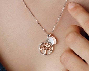 Life Necklace Silver and Rose Gold Tree 