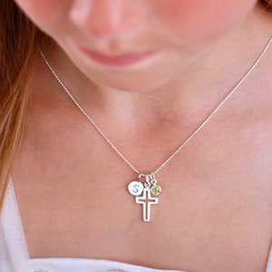 Birthstone cross necklace for child discount