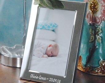Personalised Silver Plated Photo Frame, Engraved Photograph Frame, Anti-Tarnish Silver Picture Frame, Christmas for Her, Wedding Party Gift