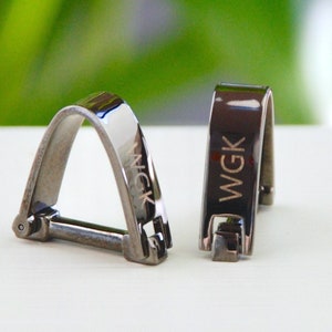 Personalised Gunmetal Wrap Cufflinks, Engraved Wedding Cuff Links, Custom Groom Gift, Father of Bride, Groomsmen, Initial Alphabet Cuffs