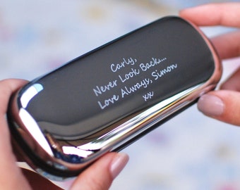 Personalised Glasses Case Hard Box Chrome Engraved Birthday -  Israel