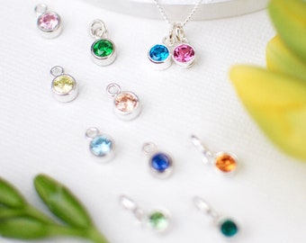 Sterling Silver CZ Birthstone Charm, Jewelry Making Supply