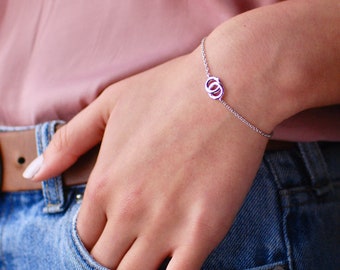 Personalised Hug Bracelet, Silver Rings Friendship Bracelet, Sterling Silver Interlocking Circles Bracelet, BFF Gift, Mothers Day Gift