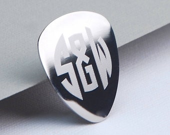 Custom Engraved Monogram Guitar Plectrum, Monogram Plectrum, Contemporary Plectrum, Personalised Plectrum, Gift for Music Lover