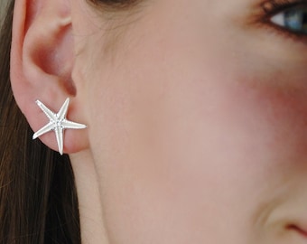 Hand Cast Sterling Silver Starfish Earrings, Unique Beach Inspired Jewellery, Coastal Jewellery, Starfish Stud Earrings, Mothers Day Gift