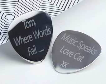 Personalised Guitar Plectrum, Engraved Guitar Pick, Custom Music Gift, Rock Fan Present, Token Gift Father's Day, Gift for Son, Brother