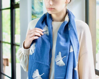 Elephant Print Scarf White Blue Orange Boho Wrap Shawl Ladies Summer Sarong BNWT