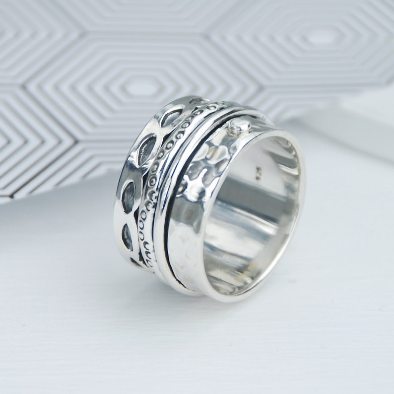 Sterling Silver Spinning Ring Juliet Textured Spinner Fidget - Etsy UK