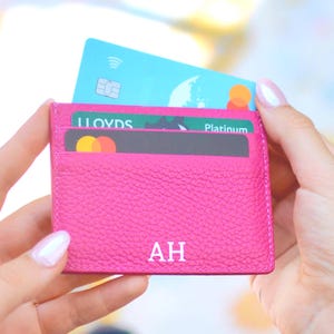 Personalisierter Kreditkartenhalter aus Leder, Monogramm-Kreditkartenetui, Brieftasche aus Leder, Initialen aus Leder, Kartenetui aus Lederzubehör