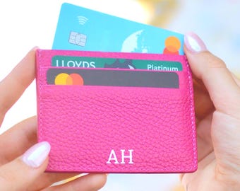 Personalised Leather Credit Card Holder, Monogram Wallet