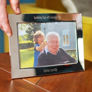 Personalised Grandparent Photo Frame, Bespoke Engraved Silver Plated Photograph Frame, Anti-Tarnish Picture Frame, Custom  Grandparent Gift