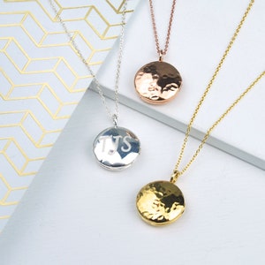 Personalised Sterling Silver Locket, Custom Hammered Locket, Contemporary Gold locket, Keepsake Necklace, Custom Wedding Locket
